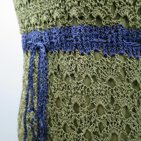 NWT St. Tropez West Crochet Midi Dress Size L Olive/Mossy Green - Picture 12 of 16